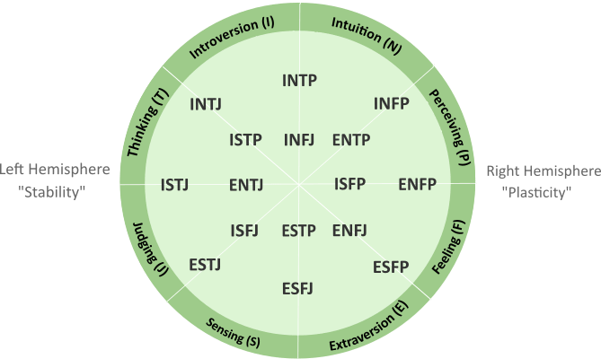 Myers-Briggs Preferences & Types Diagram